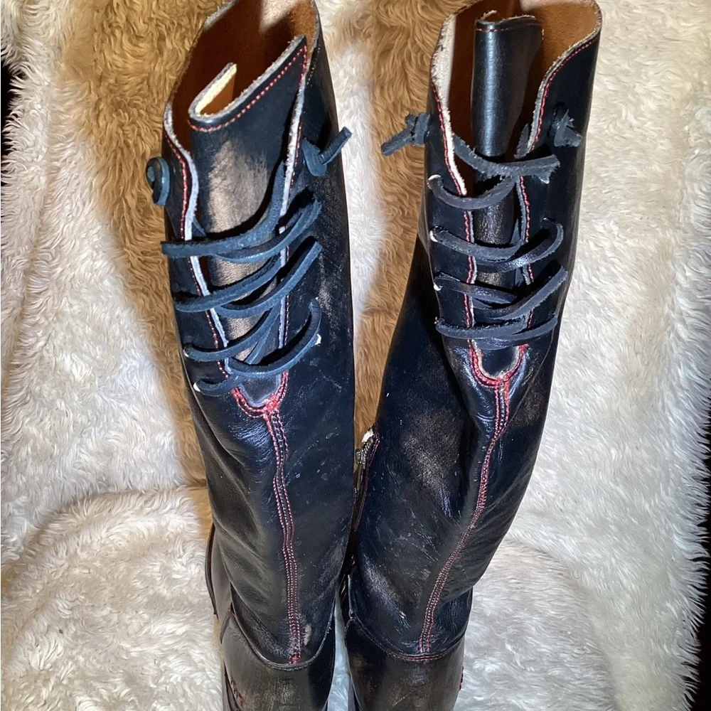 Bed/stu Manchester Black Knee-High Leather Boots size medium